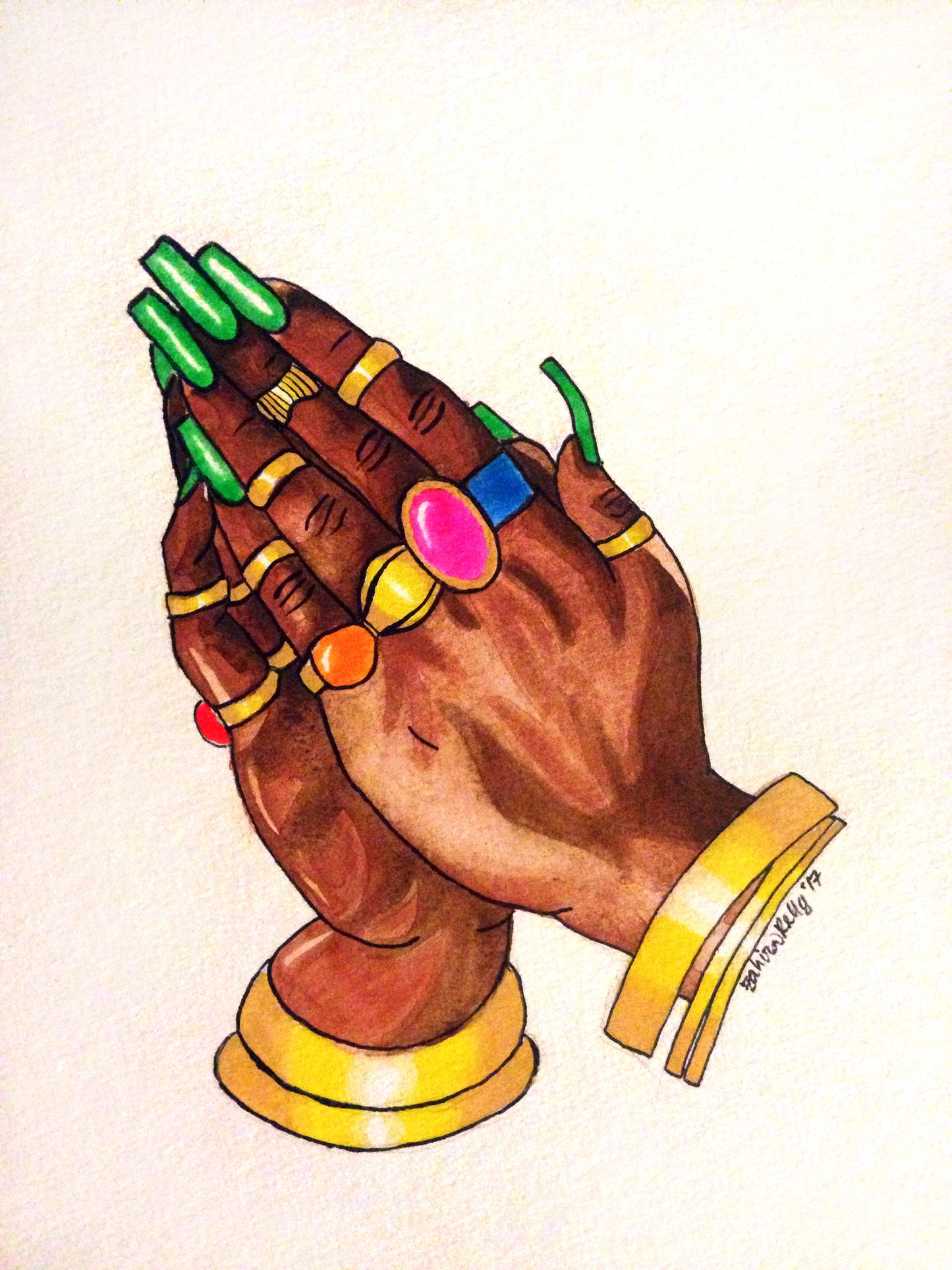 Praying Hands Watercolor Painting