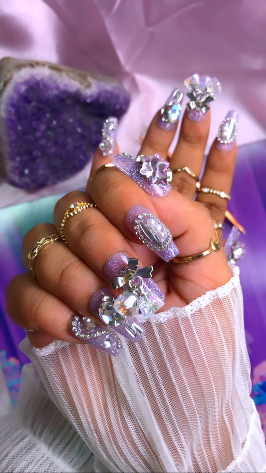 Lilac Jewels Long Press-On Nails (10 pcs)