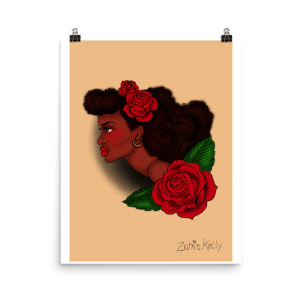Afro Lady Head Poster