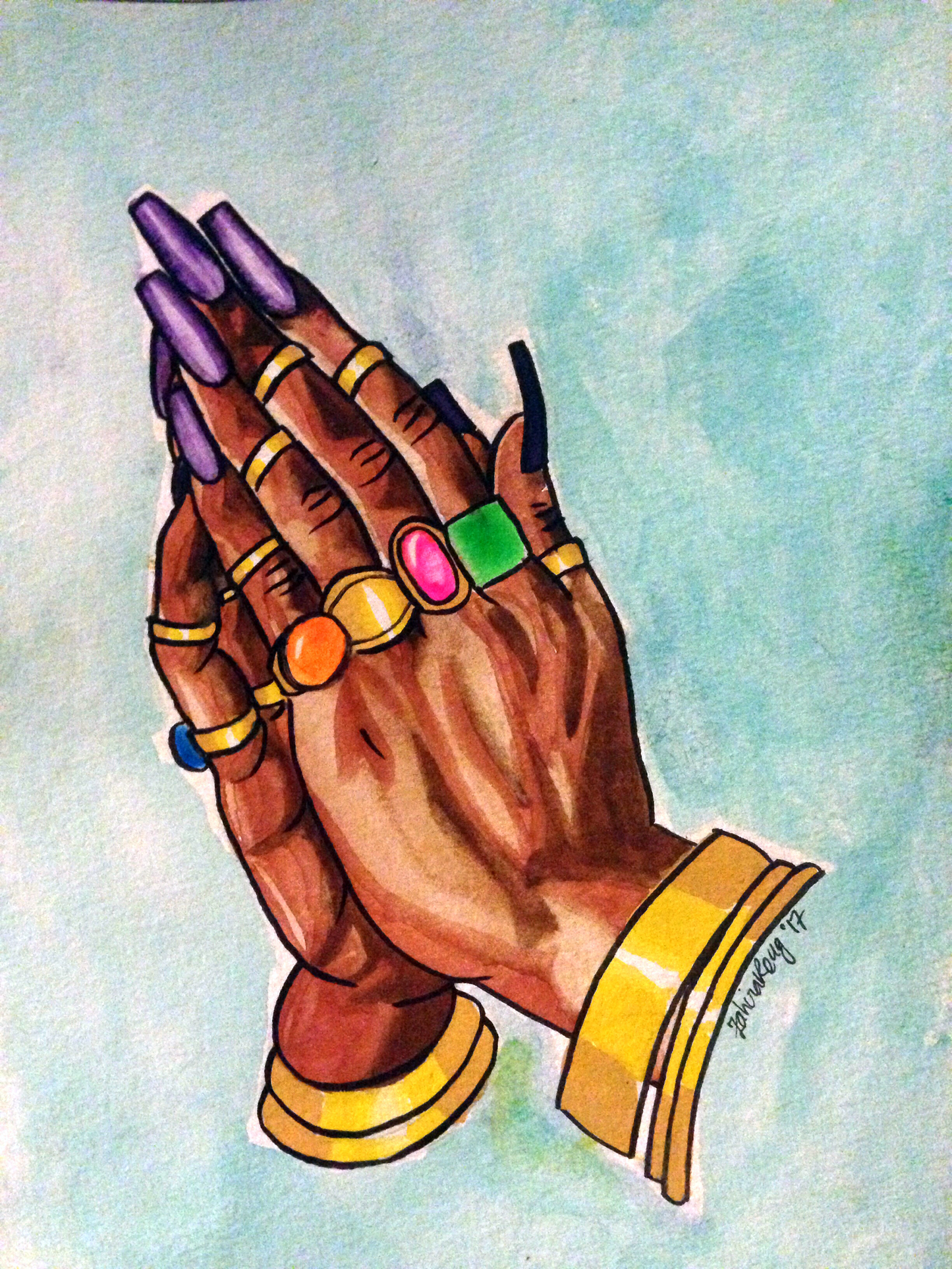 Praying Hands Watercolor Painting
